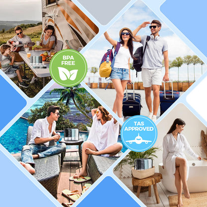 16Pack Travel Bottles for Toiletries, TSA Approved Travel Size Toiletries Containers Set, Silicone Leak Proof Refillable Bottles Elastic Sleeves Creams Jars Accessories Kit W/Clear Bag (Purple)