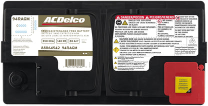 ACDelco Gold 94RAGM (88864542) 36 Month Warranty AGM BCI Group 94R Battery