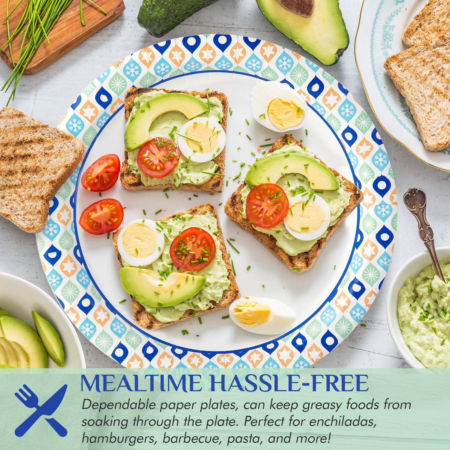 MUCHII Paper Plates 10 Inch, 120 Count Disposable Paper Plates Bulk, Soak and Cut Proof for Party,Picnic, Family Gatherings