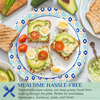 MUCHII Paper Plates 10 Inch, 120 Count Disposable Paper Plates Bulk, Soak and Cut Proof for Party,Picnic, Family Gatherings