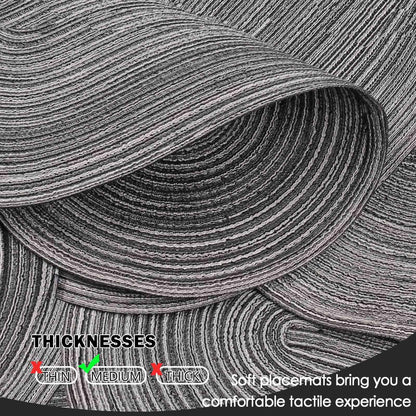 Noctiflorous Oval Braided Placemats Set of 4 Woven 12x18 Inch Non Slip Washable Heat Resistant Place Mats Tablemats for Dining Kitchen Party Daily Table Decor Dinner Mats (Black Gray, 4)