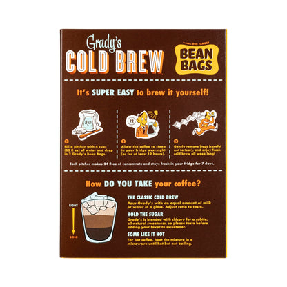 GRADY’S COLD BREW Coffee Pouches | New Orleans Style | 100% Arabica Ground Coffee & Chicory | TWO Boxes of Four Easy-to-Brew Bean Bags | Makes 24 drinks