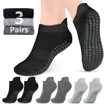 Pilates Grip Socks for Women Men Size 9-11 Non Slip Yoga Accessories Soccer Womens Hospital Barre Black Barefoot Grippers Postpartum Essentials Non Skid for Elderly Gift