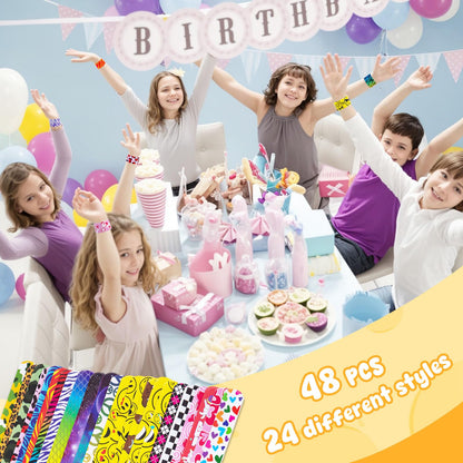 LovesTown Slap Bracelets for Kids, 48 PCS Snap Bracelets Bulk Party Favors Goodie Bag Stuffers Exchanging Gifts Classroom Prizes