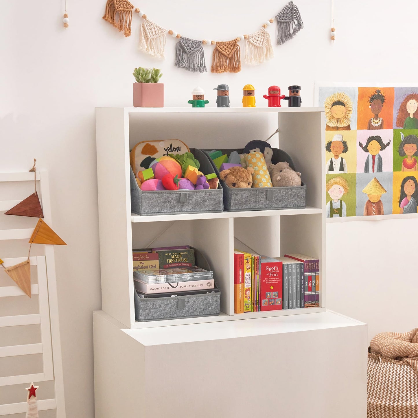 GRANNY SAYS Closet Storage Bins, Clothes Organizer and Storage Bins, Trapezoid Storage Boxes with Handles, Storage Baskets for Shelves, Dark Gray, Medium, 3-Pack