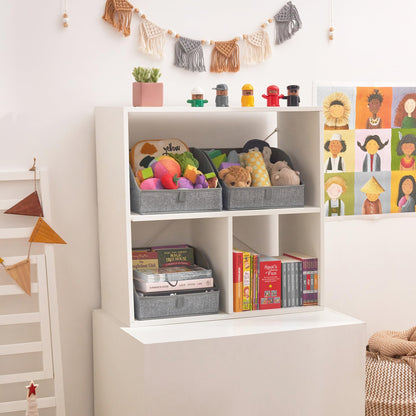 GRANNY SAYS Closet Storage Bins, Clothes Organizer and Storage Bins, Trapezoid Storage Boxes with Handles, Storage Baskets for Shelves, Dark Gray, Medium, 3-Pack