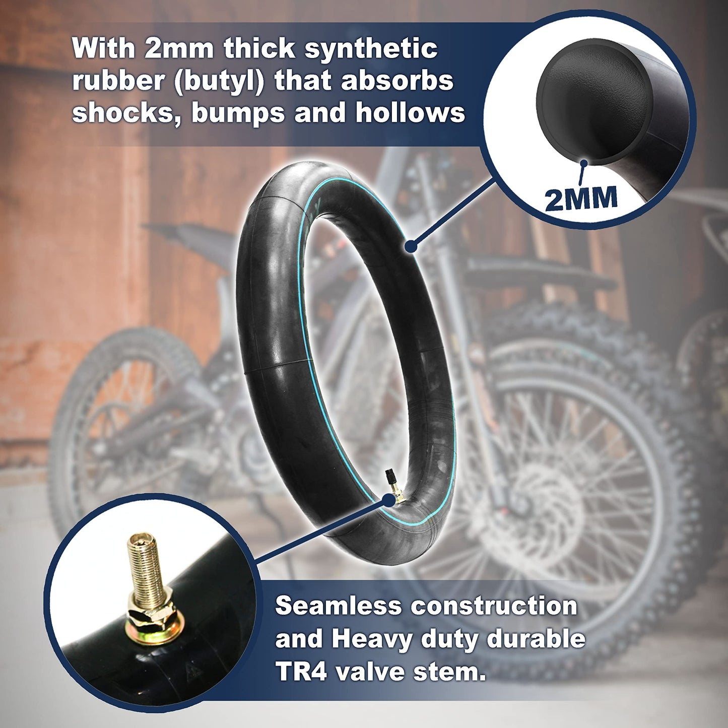 PIVOTRAX 70/100-19 (2.75/3.00-19, 80/100-19) 19" Heavy Duty E-Bike Electric Dirt Bike Inner Tube - 2 mm Reinforced Thickness-TR4- Fits Most 3.00-19 MX Tires, Surron LightBee X, UltraBee, Talaria