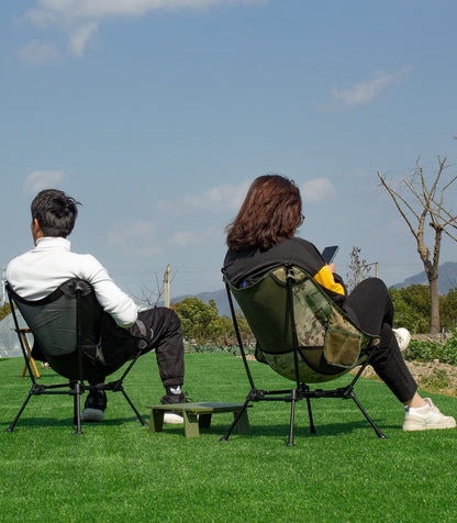 iClimb Ultralight Compact Camping Folding Beach Chair with Anti-Sinking Large Feet and Back Support Webbing (Yellow - Square Frame - 2PC)