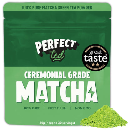 Perfect Ted Powder | Organic Matcha 30g | Organic Ceremonial Grade Matcha | Japanese Matcha Tea Powder | Matcha Fuel | (30 Servings)