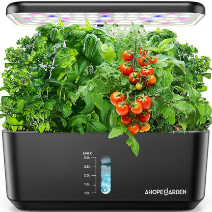Ahopegarden Indoor Garden Hydroponics Growing System: 10 Pods Plant Germination Kit Aeroponic Herb Vegetable Growth Lamp Countertop with LED Grow Light - Hydrophonic Planter Grower Harvest Lettuce