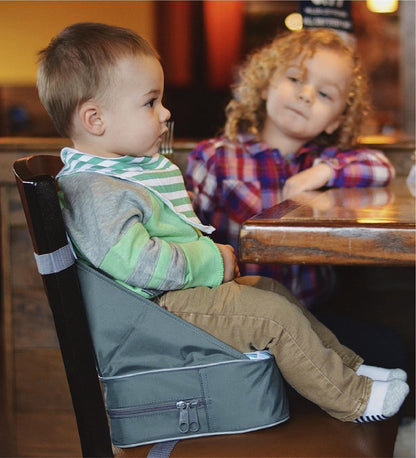 Nuby Easy Go Booster Seat - Travel Booster Seat for Babies and Toddlers - Holds Up to 35 Pounds - 9+ Months - Gray