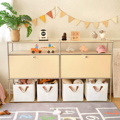 GRANNY SAYS Closet Storage Baskets, Collapsible Fabric Storage Bins with Metal Frame, Clothes Organizer Bins, Extra Large Baskets for Shelves, Ivory, 4-Pack