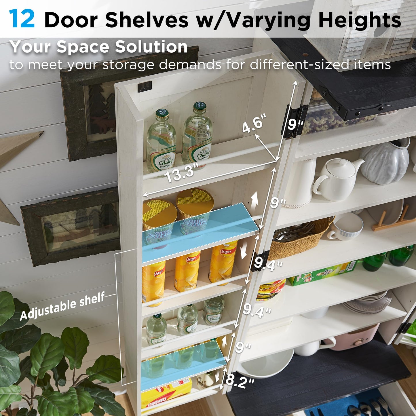 ACCOHOHO 72" Farmhouse Kitchen Pantry Cabinet with Drawer, Tall Storage Cabinet with 2 Barn Doors and Shelves, Versatile Large Rustic Cupboard for Dining Room, Bathroom, Living Room, Laudry, White