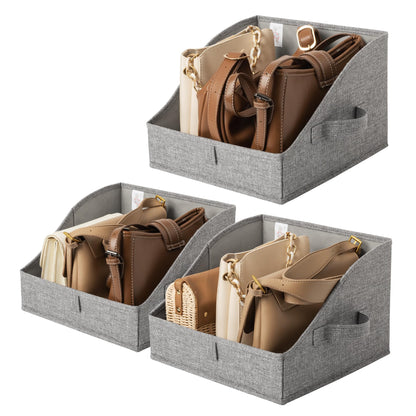 GRANNY SAYS Closet Storage Bins, Clothes Organizer and Storage Bins, Trapezoid Storage Boxes with Handles, Storage Baskets for Shelves, Dark Gray, Medium, 3-Pack