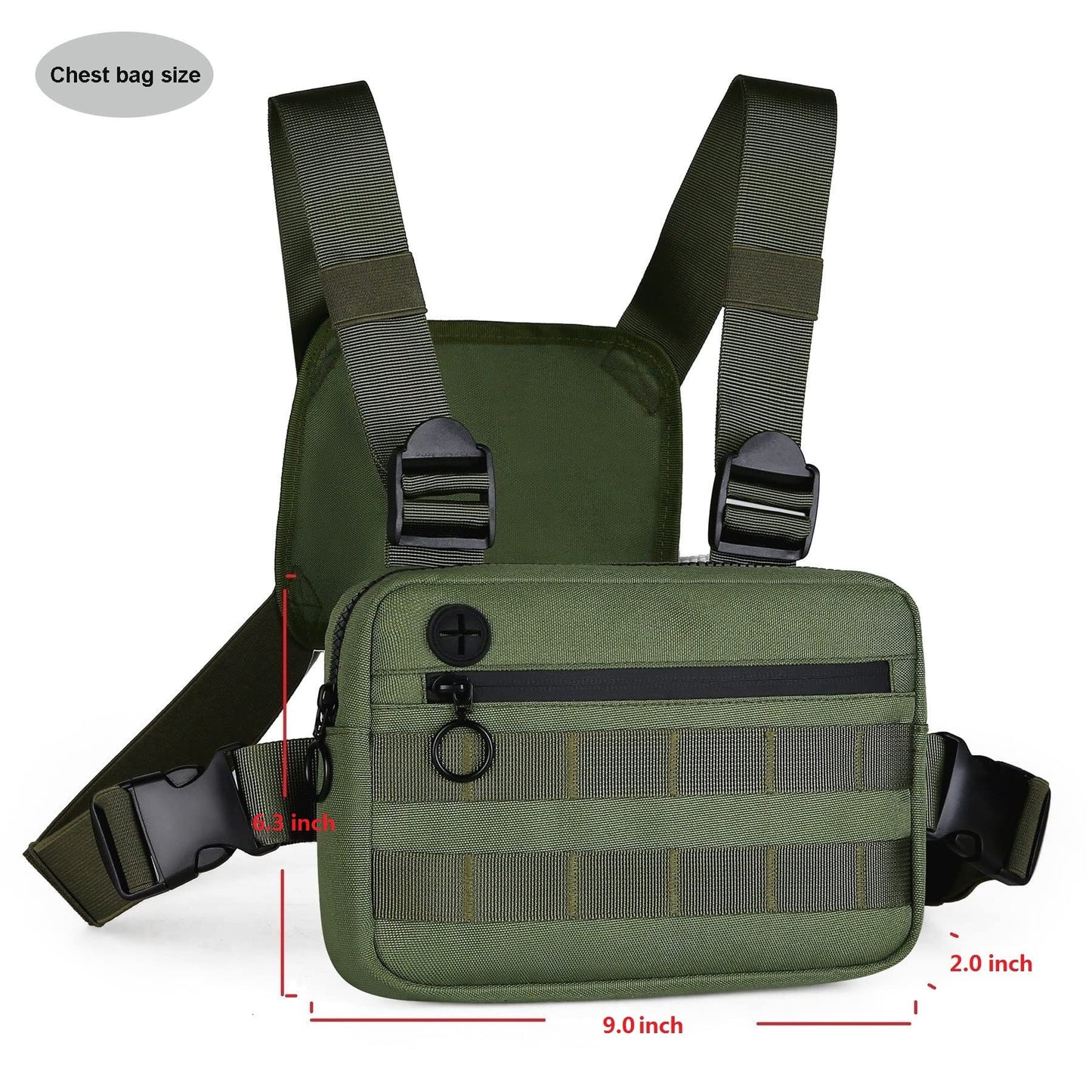 Muserise Outdoor Sports Chest Pack,Tactical EDC Chest Bag For Men, Lightweight Chest Pouch Holster, Chest Rig Vest With Phone Holder For Workouts, Cycling (Olive green)