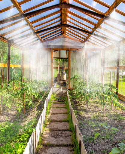 HIRALIY 118FT Greenhouse Misting Drip Irrigation Kit, Hanging Plant Watering, Garden Watering System with 1/4" Blank Tubing and Misting Nozzles, Quick Connector Design Automatic Irrigation System