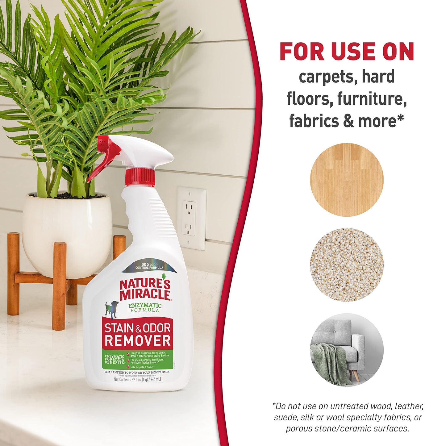 Nature’s Miracle Stain and Odor Remover Dog, 32 Ounces, Everyday Mess Enzymatic Odor Control Formula