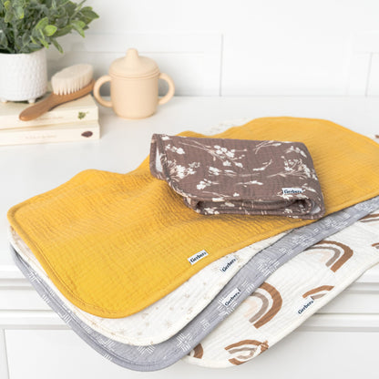 Gerber Baby Unisex Muslin Burp Cloths 5-Pack, Multi Rainbow, Large Size 20" x 10"