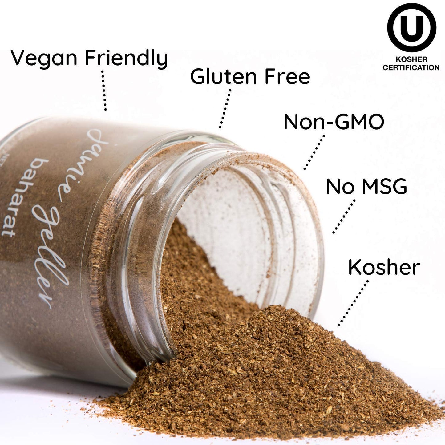 Jamie Geller Baharat Spice Seasoning blend Mix of Fresh Middle Eastern Spices (3.4 oz Glass, 95g) OU KOSHER Mediterranean Blend For Meat Rub, Turkey, Lamb Chops, Chicken, Beef | For Soup, Sauce Hummus