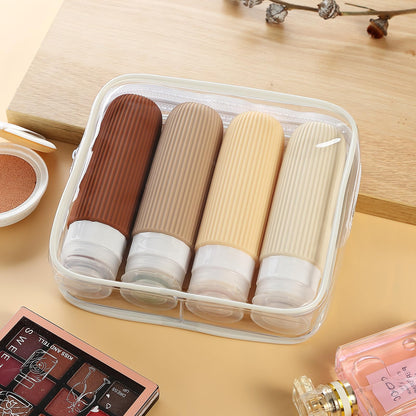 Mrsdry Travel Bottles for Toiletries, Tsa Approved 3oz Portable Travel Bottles, BPA Free Leak Proof Squeezable Silicone Travel Size Containers, Travel Accessories with Clear Toiletry Bag (4 Pack)