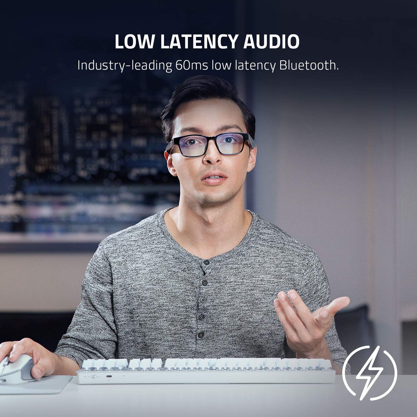 Razer Anzu Smart Glasses w/ Blue Light Filtering & Polarized Lenses, Large