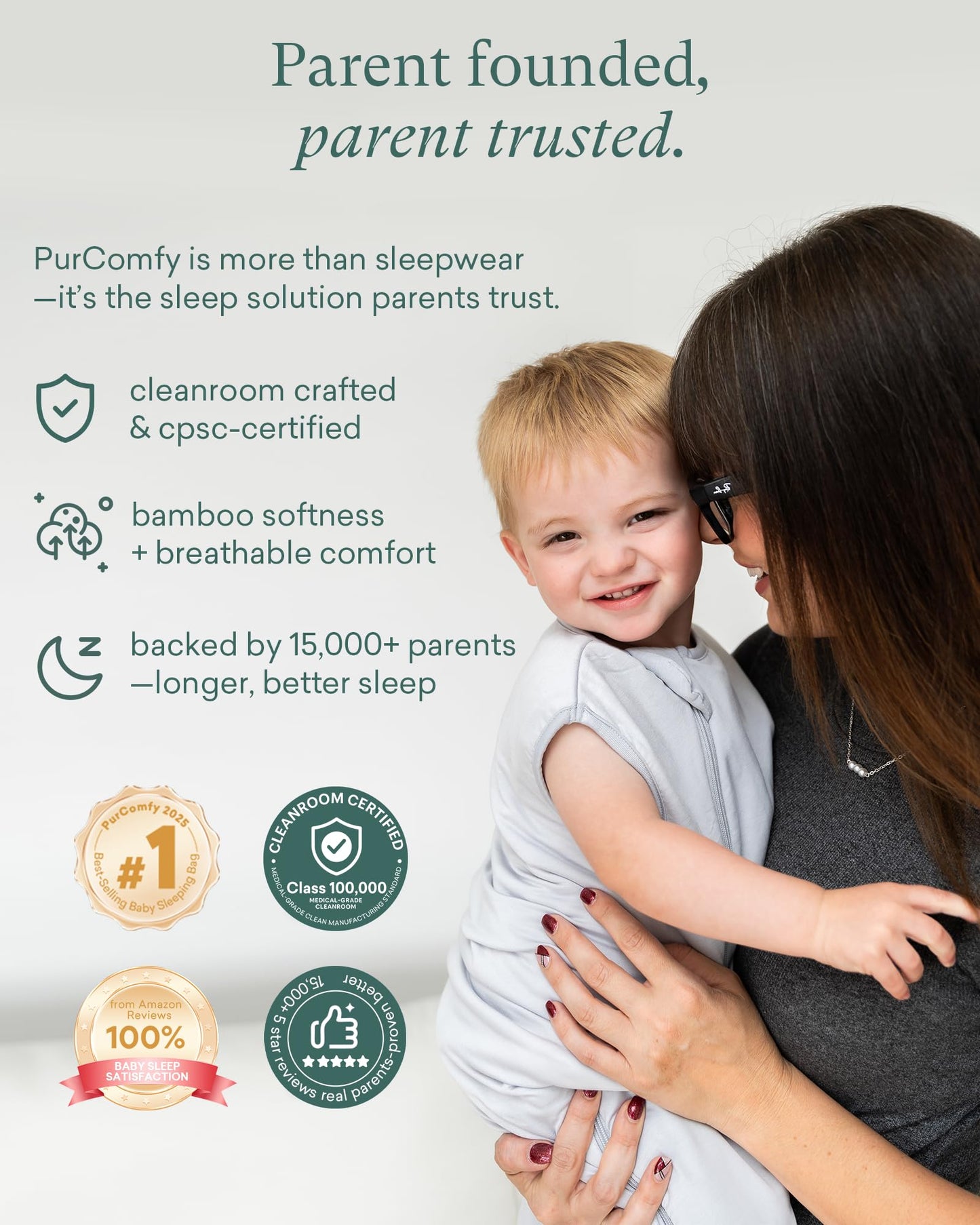 PurComfy Supersoft Sleep Sack 0.5 TOG, Premium Bamboo Viscose Baby Sleeping Bag, Lightweight Sleep Sack 6-15 Months (Cream)