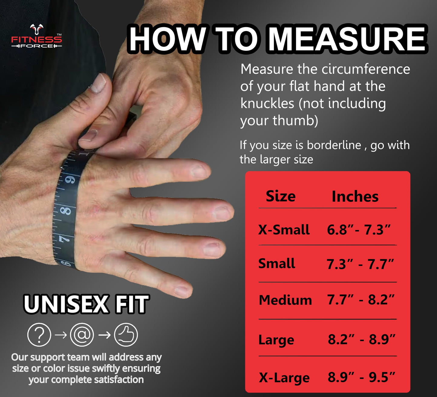 FITNESS FORCE Workout Gloves for Men & Women Partial Weight Lifting Gloves Non-Slip Gym Gloves Lifting Grip Calluses Guard Fingerless Exercise Gloves with Full Palm Protection (Black, Medium)