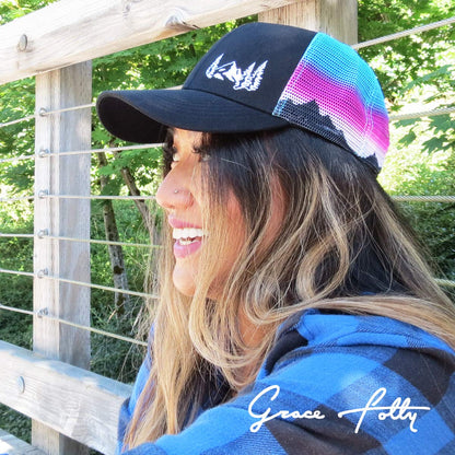 Grace Folly Beach Trucker Hats for Women- Snapback Baseball Cap for Summer (Mountain Mesh Print)