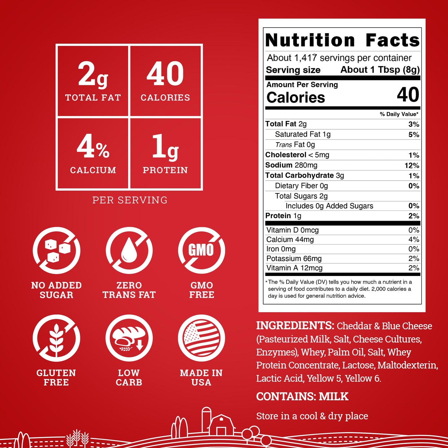 Hoosier Hill Farm Cheddar Cheese Powder, 25LB BULK (Pack of 1)