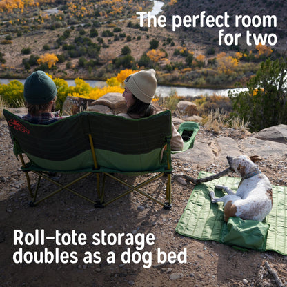 Kelty Loveseat 2-Person Oversized Camping Chair – Folding Heavy Duty Double Camp Seat for Soccer Games, Backyard, Tailgating and Beach Days (Dark Shadow/Navy)
