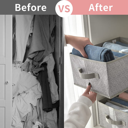 GRANNY SAYS Pants Jeans Organizer for Closet, Wardrobe Clothes Organizer, Clothes Drawer Organizers, Clothing Storage for Tshirts, Pants, Sweaters, Gray, 4-Pack