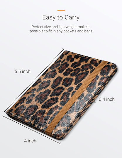 Mymazn Leopard Passport Holder Passport Case Travel Wallet with Vaccination Card Holder Passport Cover with RFID Blocking Clear Pocket For Photo (leopard)