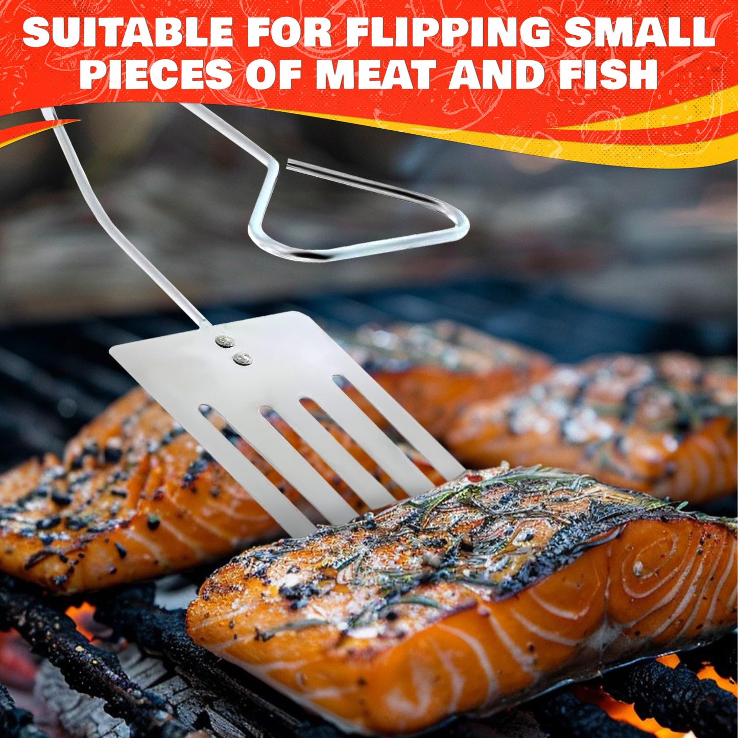 14.3" Long Grill Tongs for Outdoor Grill – 2-in-1 BBQ Spatula Tongs for Flipping Meat, Fish, & Veggies, Multifunctional Grilling Spatula for Easy Gripping & Flipping – Ergonomic Hamburger Flipper Tool