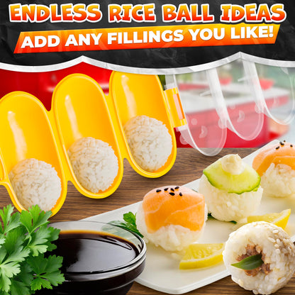 Rice Ball Mold Set (2 Pack) – Easy Rice Ball Maker, Sushi & Onigiri Maker with Paddle Spoon for Temari Sushi, Yaki-Onigiri, Omusubi – Fun Smiley Shape for Bento & Creative Meal Presentation