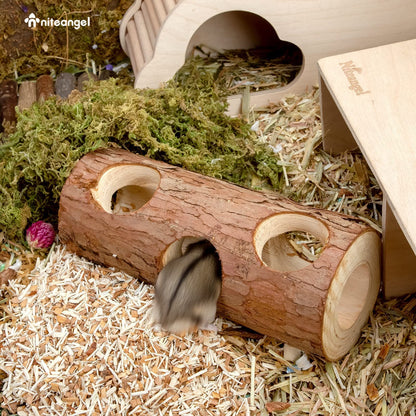 Niteangel Natural Wooden Hamster Mouse Tunnel Tube Toy Forest Hollow Tree Trunk