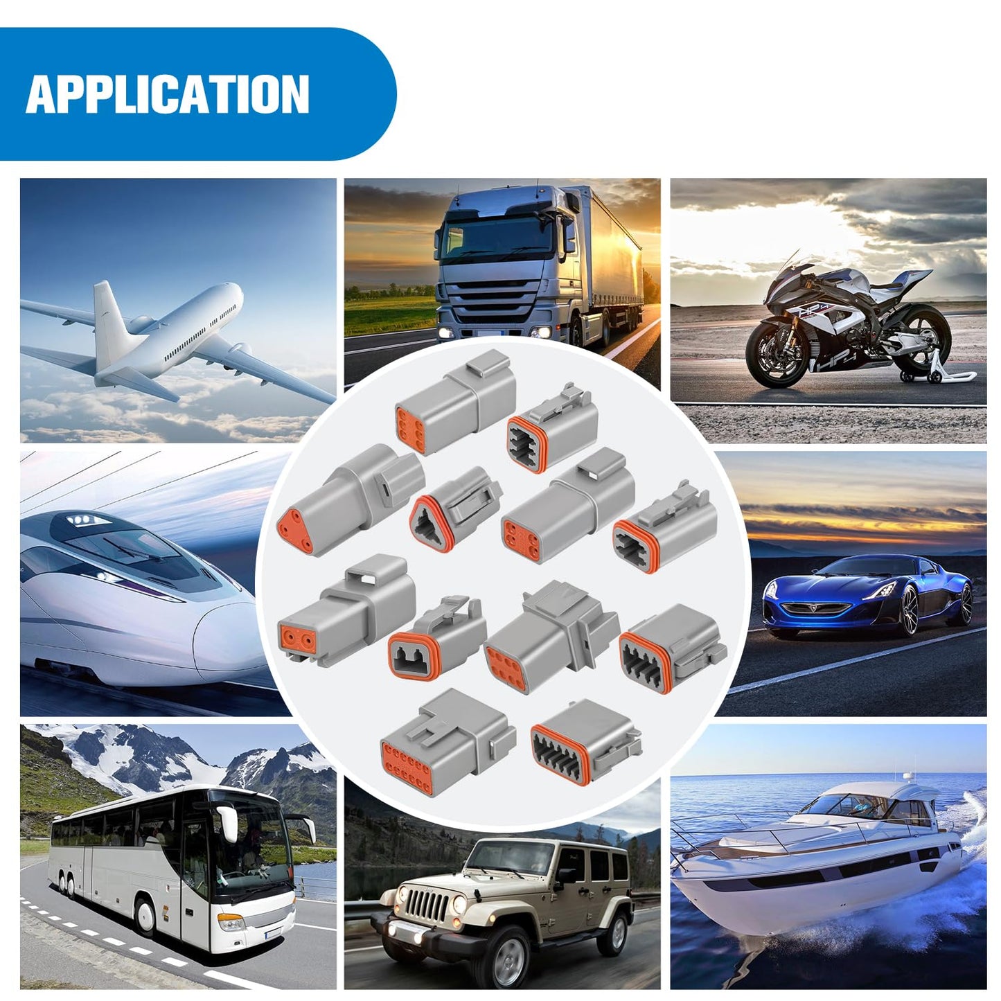 Nilight 2 3 4 6 8 12 PIN DT Connector Kit 50 Sets Size 16 Stamped Formed Contacts for 14-18 AWG Wires DT Series w/Removal Tool for Car Truck Motorcycle Off-Road Vehicles Boat