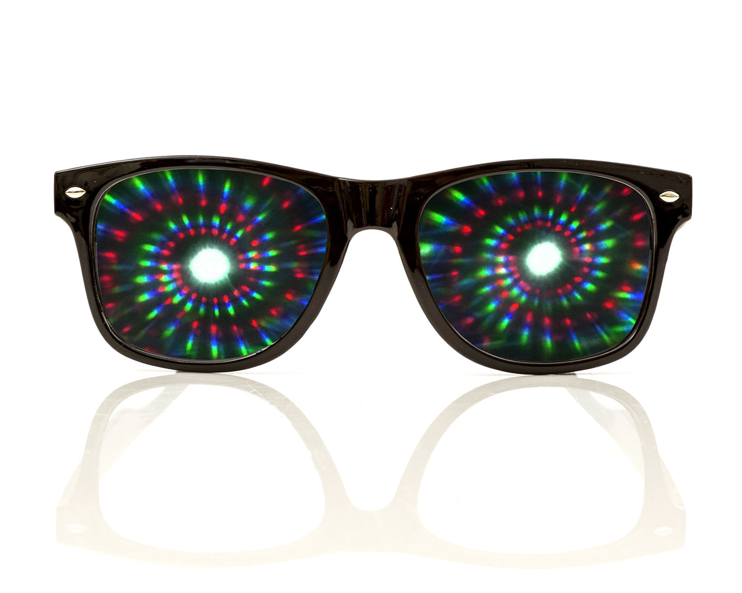 Alternative Imagination Spiral Diffraction Glasses - for Raves, Festivals, Holiday Lights - Black Frame