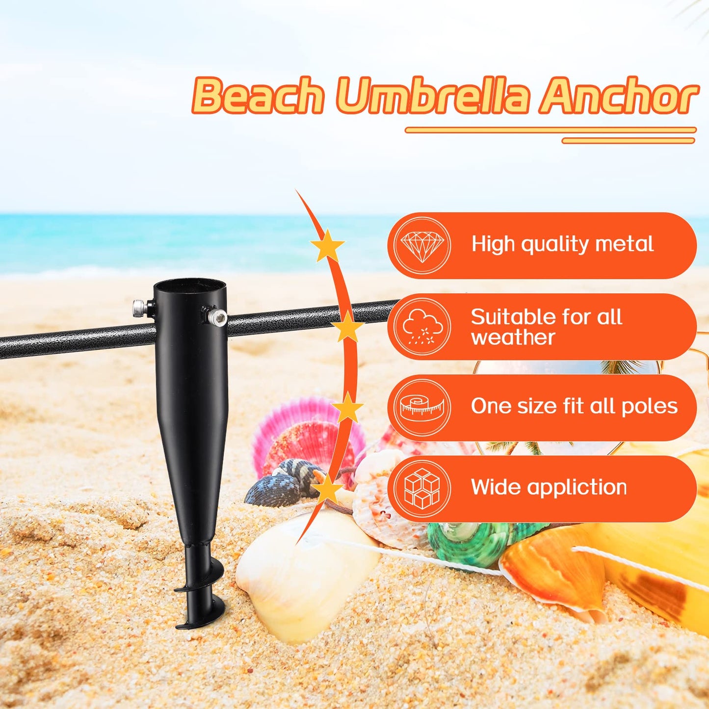 FactionGarden Umbrella Stands for Outside, Heavy Duty Beach Umbrella Sand Anchor Metal Outdoor Umbrella Base In Ground Umbrella Holder Stand No Dig Screw In Ground Anchor