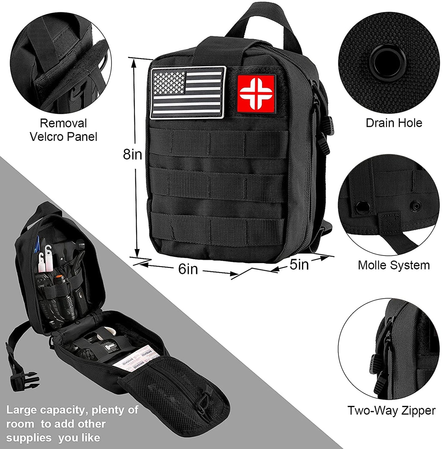 Gift for Father's Day Men Dad Husband,142 Pcs Survival Kit and First Aid Kit, Professional Emergency Kits Survival Gear and Equipment with Molle Pouch, for Men Women Camping Outdoor Adventures