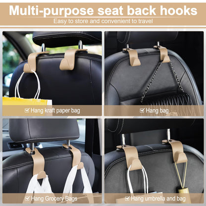 LivTee Car Seat Headrest Hook, Auto Seat Hook Hangers Storage Organizer Interior Accessories for Purse Coats Umbrellas Grocery Bags Handbag, 4-Pack