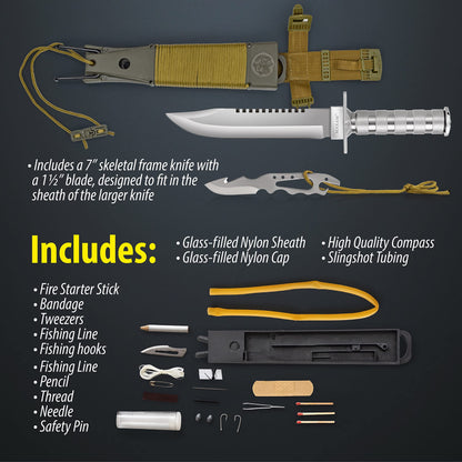 Maxam 12-Piece Survival Knife Set with Zinc Alloy Handles, Ideal for Survivalists, Hunters, Hikers, and Outdoor Sports Enthusiasts