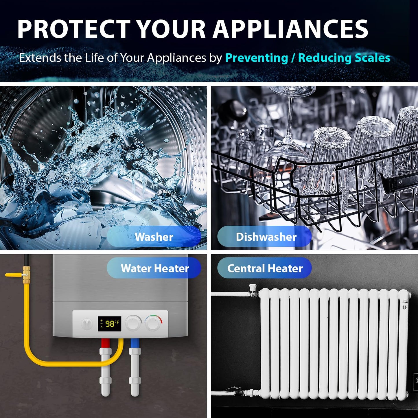 iSpring EDV2 Whole House Super Water Descaler, 10 Times More Powerful Alternative Electronic Salt-Free Hard Water Conditioner, Alloy Construction, Reduces Limescale, Prevents Deposits Build-up