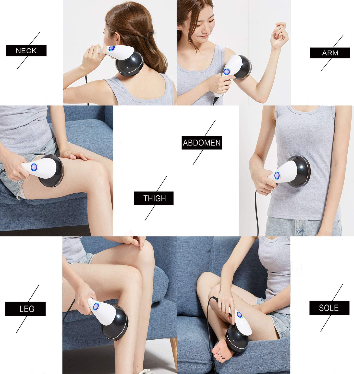 Handheld-Cellulite Massager, Body Sculpting-Machine Full Body Massager Hand Held Back-Massager Electric Foot Massager, Body Shaper for Women, Celulitis-Remover Machine with 4 Massage Wand Attachment