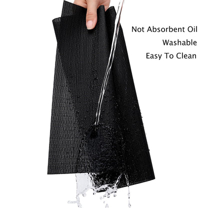 Myir JUN Placemats Set of 8, Vinyl Woven Placemats Place Mats Indoor Set of 8 Washable Table Mats Non-Slip Place mats for Dining Table (Black, Set of 8)