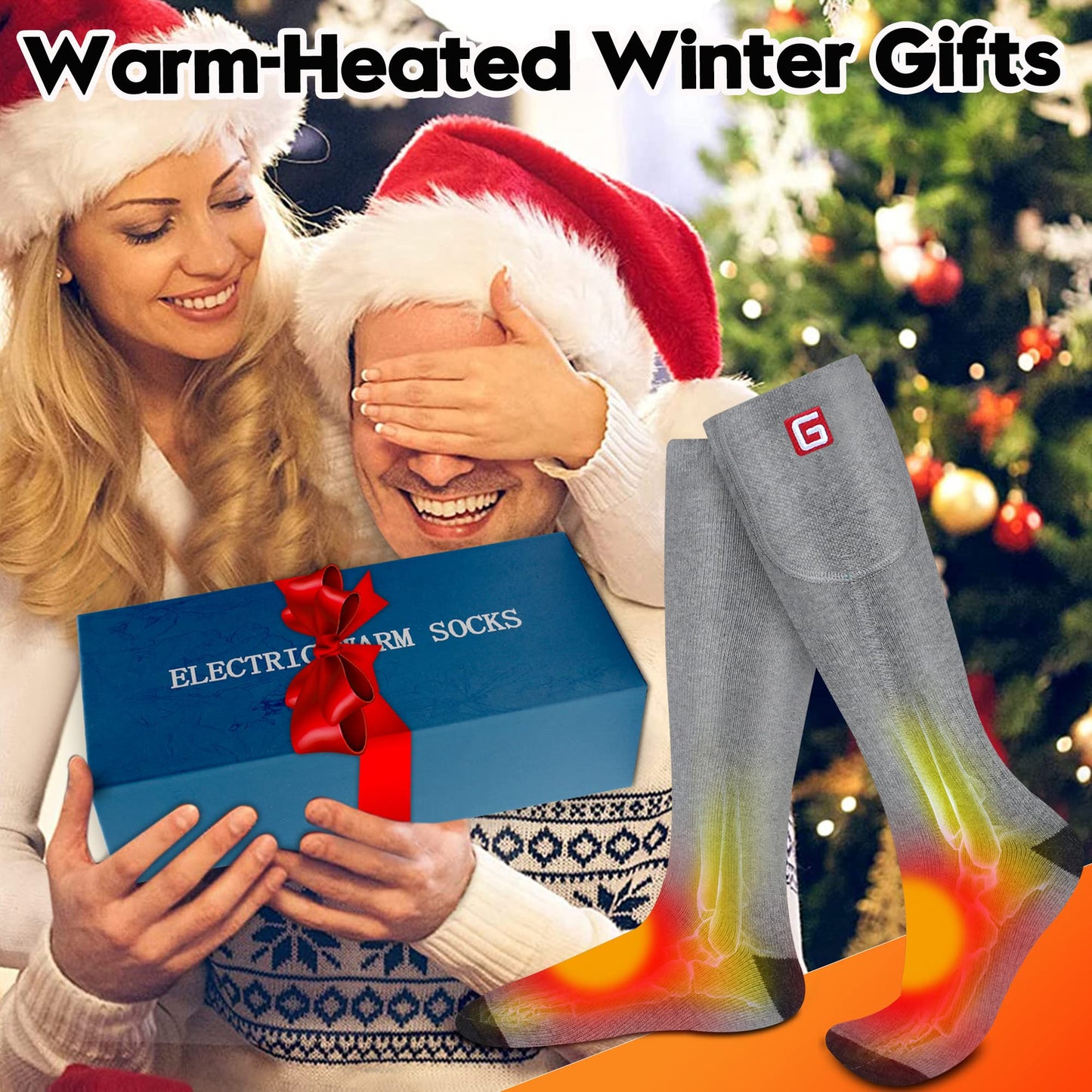 Heated Socks Men's Rechargeable Electric Winter Socks Battery Powered Cold Weather Sox Washable Arthritis Feet Warmer for Winter Skiing Hunting Camping Oudoot Work