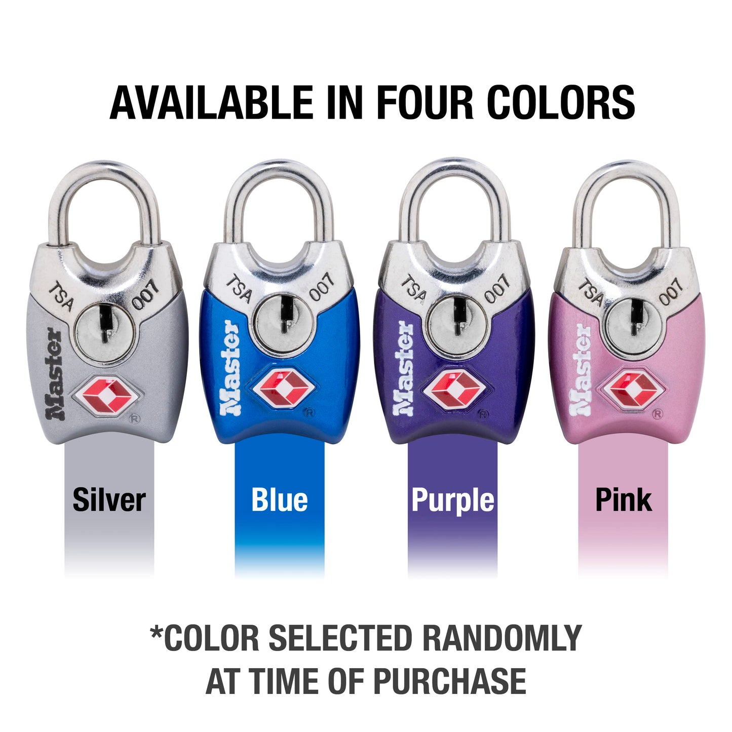 Master Lock 4689Q TSA Approved Luggage Lock, 4 Pack, Colors May Vary