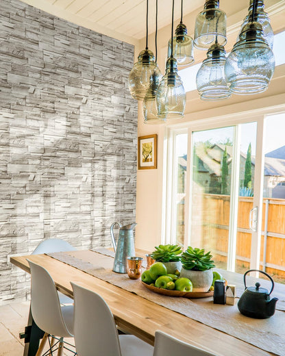 Jeweluck Stone Wallpaper Peel and Stick Brick Wallpaper 17.7”×118.1” Brick Contact Paper Peel and Stick Wall Paper Bathroom Faux Stone Backsplash for Kitchen Removable Decorative for Walls Vinyl