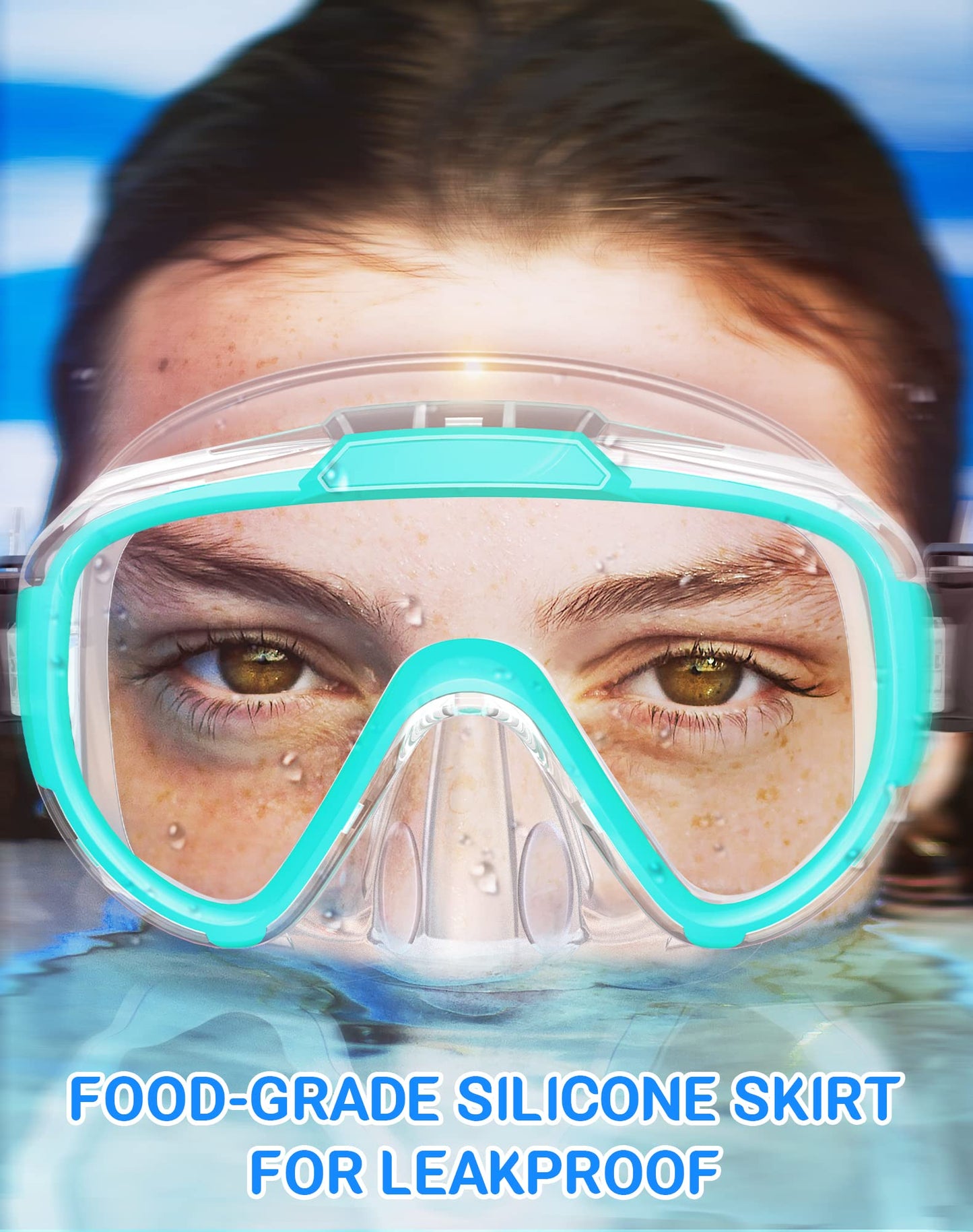 Norabidea Swim Goggles Adult Kids, Anti Fog Swimming Goggles with Nose Cover ,No Leaking Clear Snorkel Dive Mask 180 Wide View Men Women Youth Boys Girls