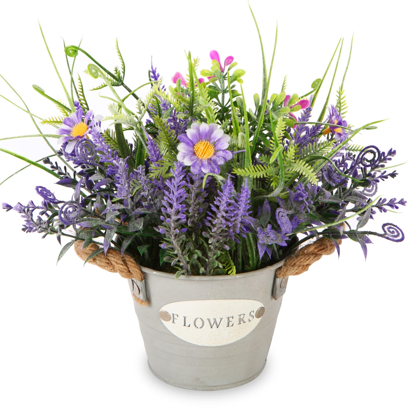 MIXROSE Fake Plants Purple Lavender Flowers in Pot 10" Tall Faux Artificial Potted Plant Greenery for Home Office Patio Coffee Table Farmhouse Aesthetic Bedroom Bathroom Decor