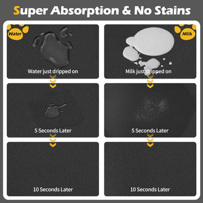 Pet Feeding Mat-Absorbent Dog Mat for Food and Water Bowl-Dog Accessories Pet Supplies-Dog Water Bowl for Messy Drinkers-No Stains Quick Dry Dog Water Dispenser Mat (12"x19", Dark Grey)